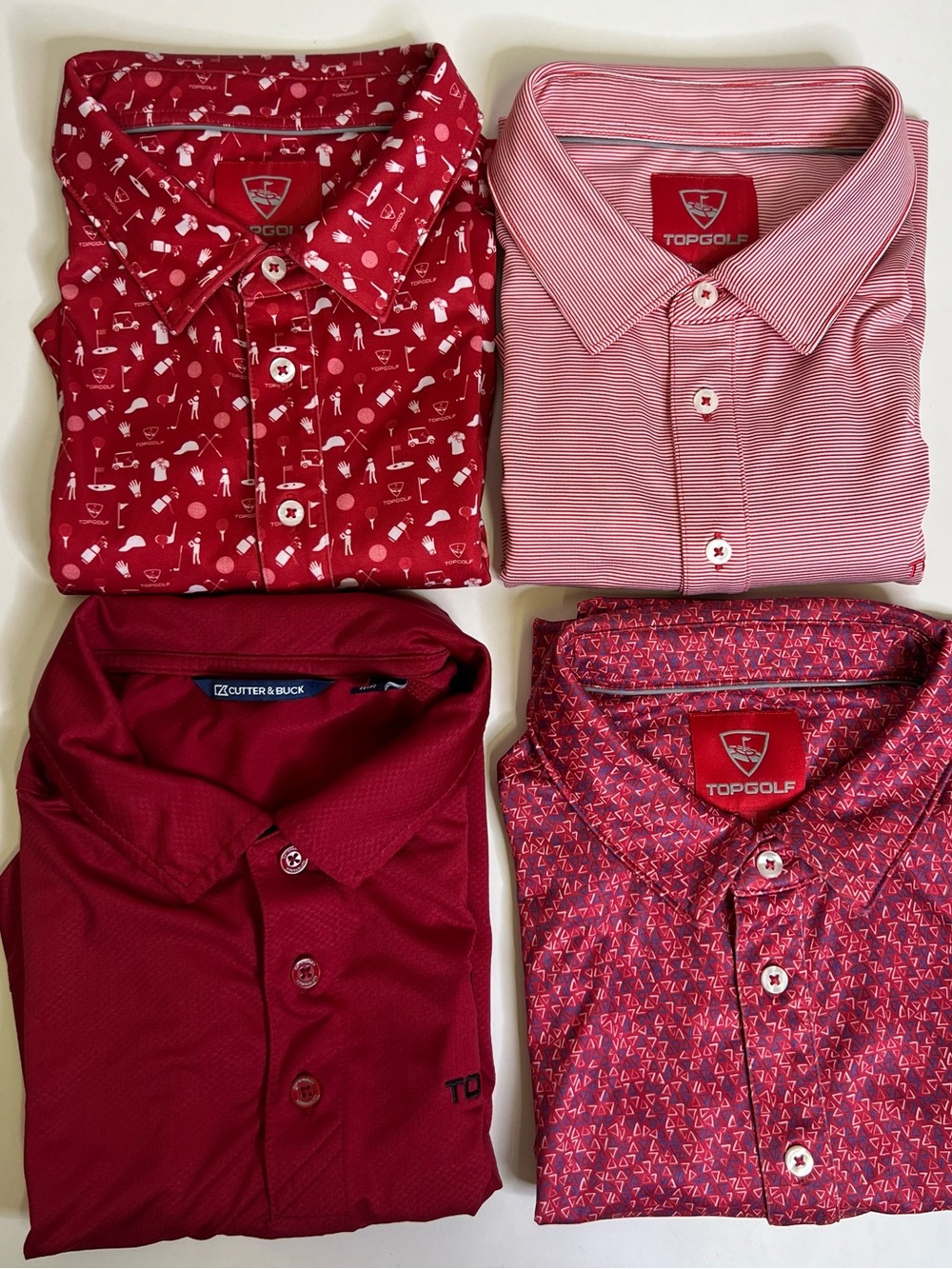 X4 Bundle Cutter & Buck Men’s Top Golf Polo Shirt - Size Large Assorted Prints
